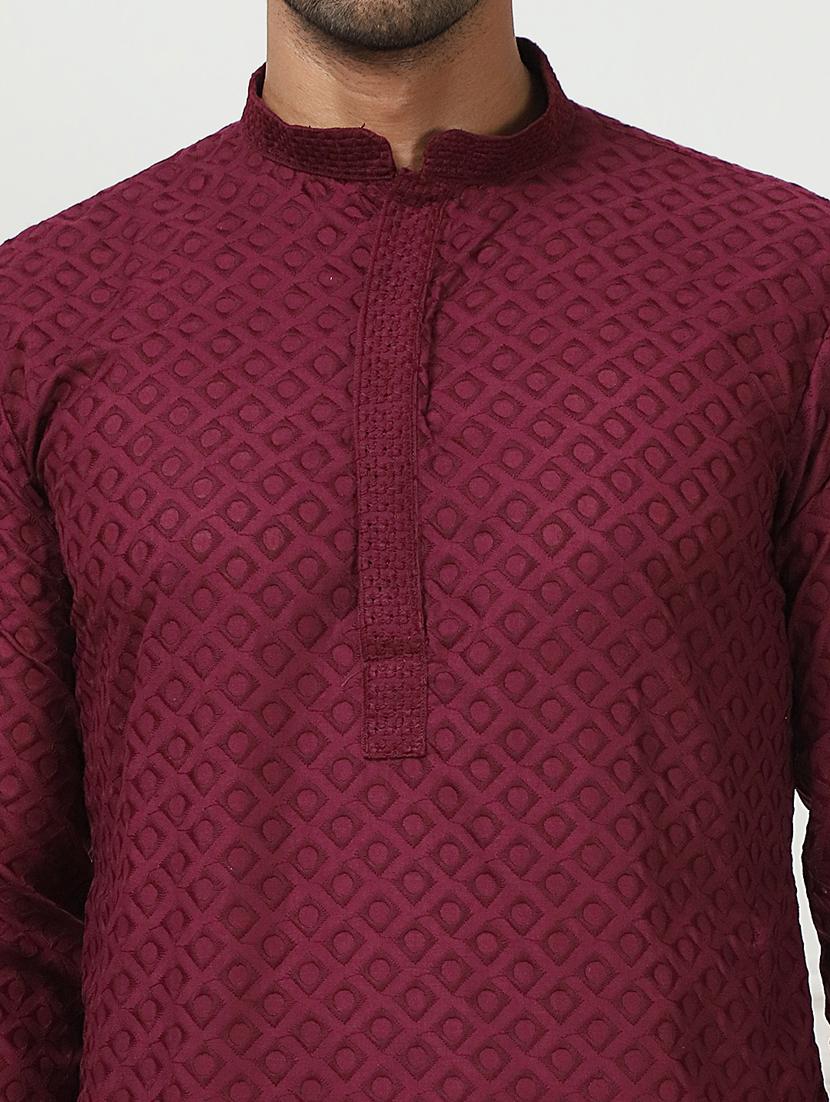 men mandarin neck embroidered long kurta - 21401446 - Standard Image - 5