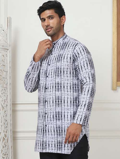 men mandarin neck tie & dye short kurta - 21401461 -  Standard Image - 0