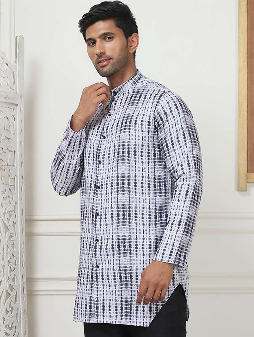 men mandarin neck tie & dye short kurta - 21401461 -  Zoom Image - 0