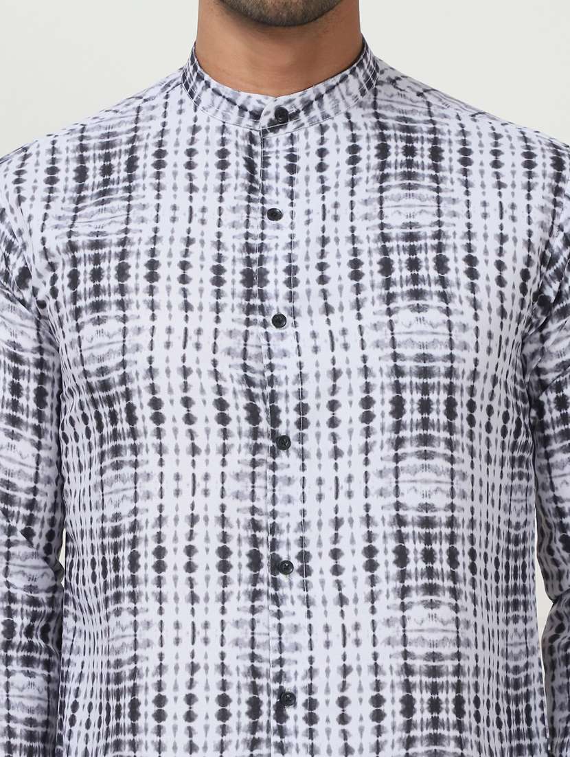 men mandarin neck tie & dye short kurta - 21401461 - Standard Image - 5