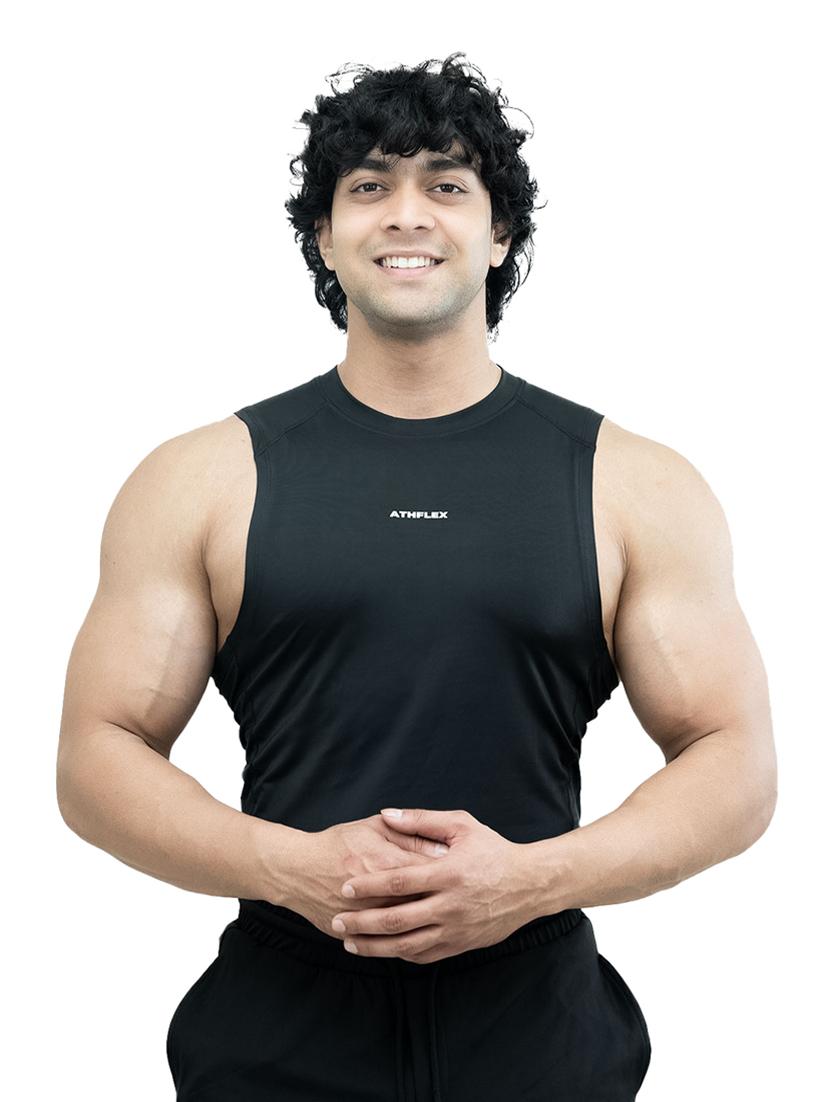 men solid sleeveless active wear t-shirt - 21401572 - Zoom Image - 0