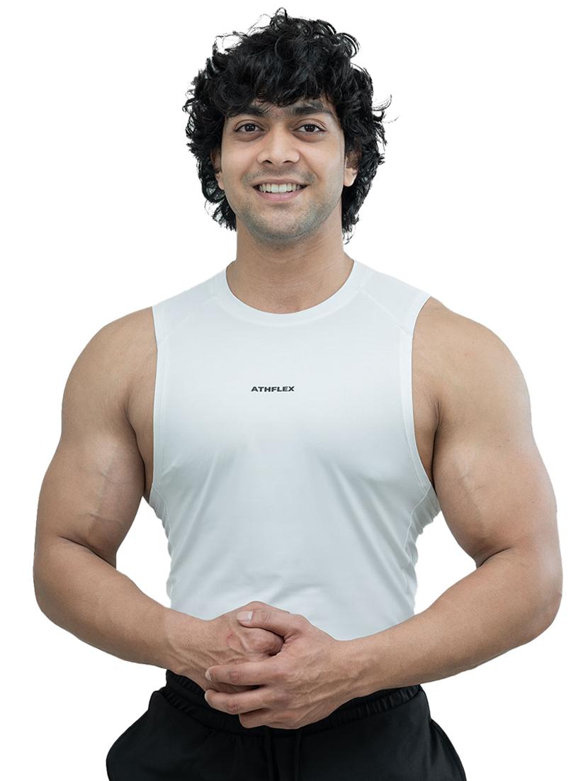men solid sleeveless active wear t-shirt - 21401577 -  Zoom Image - 0