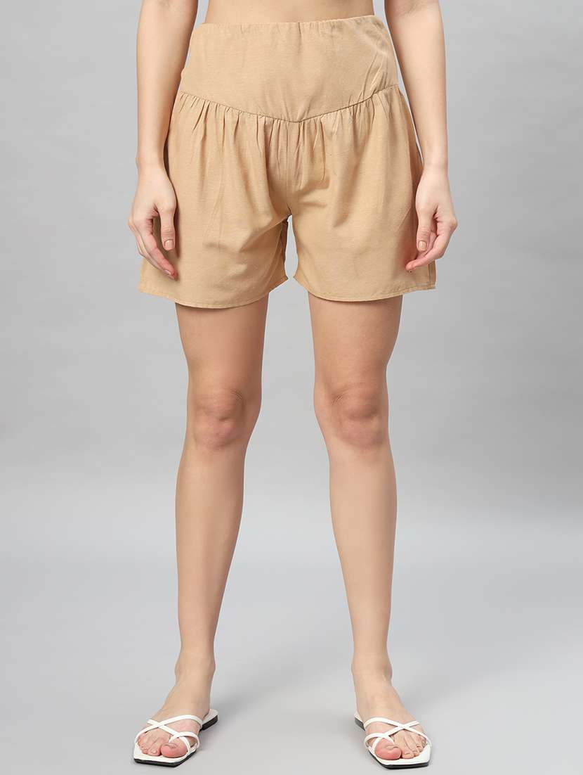 women nude brown cotton top and shorts co-ord set - 21401794 - Standard Image - 3