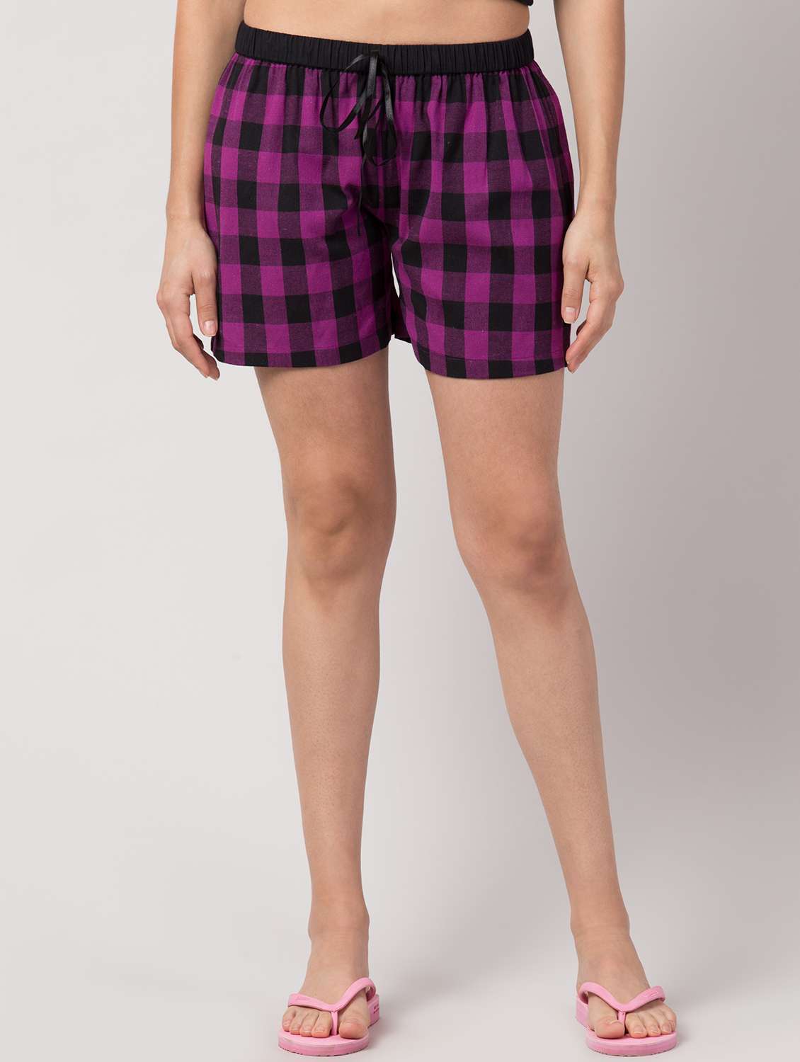 women purple cotton regular shorts