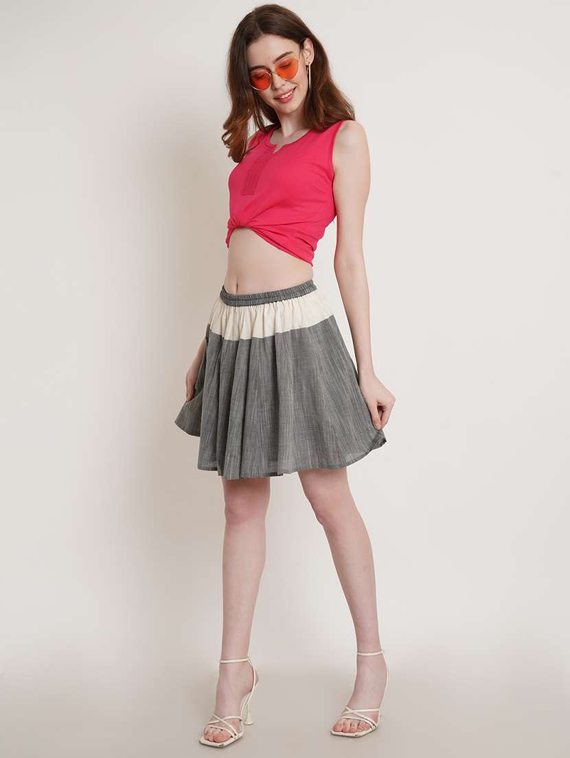 women grey cotton flared skirt - 21402322 -  Standard Image - 3