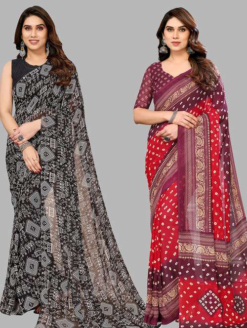 women pack of 2 printed saree with blouse - 21402390 -  Standard Image - 0