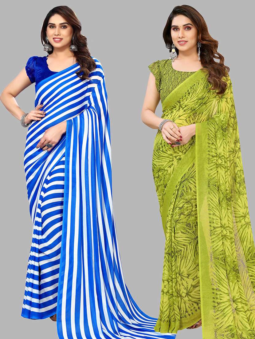 pack of 2 printed casual wear sarees with blouse