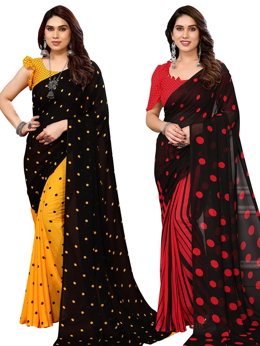 pack of 2 printed casual wear sarees with blouse - 21402452 - Zoom Image - 0