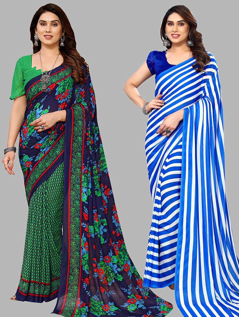 pack of 2 printed casual wear sarees with blouse