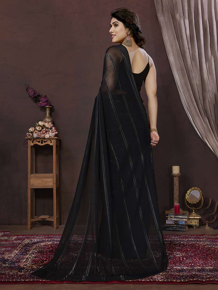 women black striped saree with blouse - 21402723 - Standard Image - 3