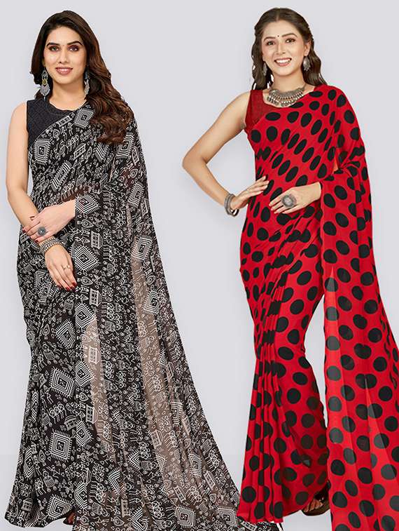pack of 2 printed casual wear sarees with blouse