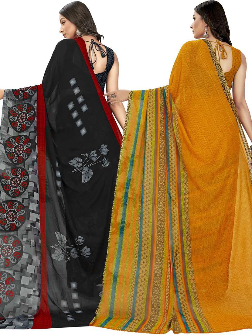 pack of 2 printed casual wear sarees with blouse - 21405997 -  Standard Image - 3
