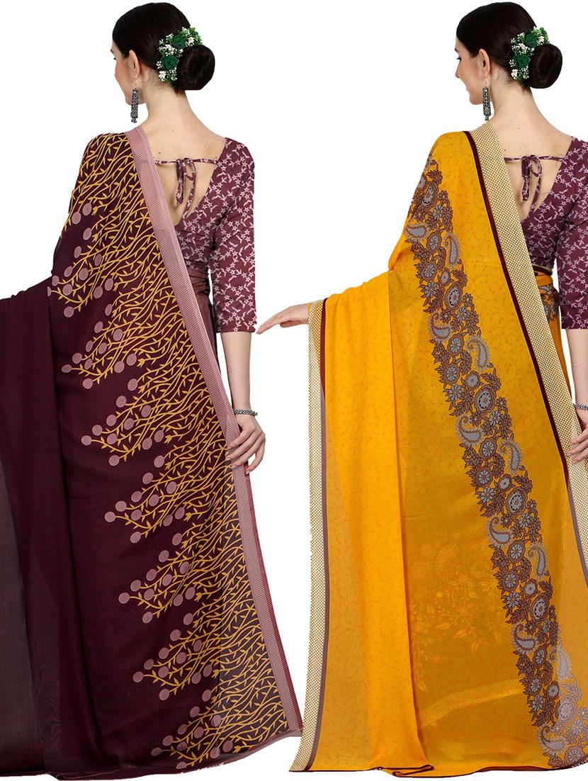 pack of 2 printed casual wear sarees with blouse - 21406016 - Standard Image - 3