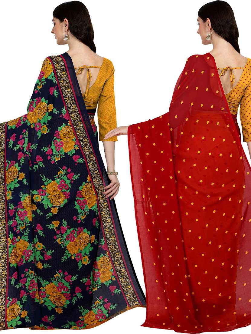 pack of 2 printed casual wear sarees with blouse - 21406024 -  Standard Image - 3