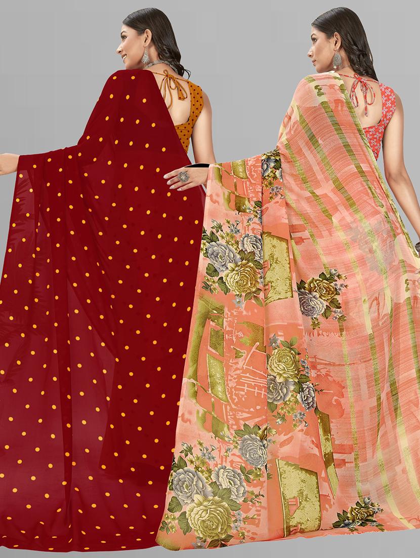 pack of 2 printed casual wear sarees with blouse - 21406045 - Standard Image - 3