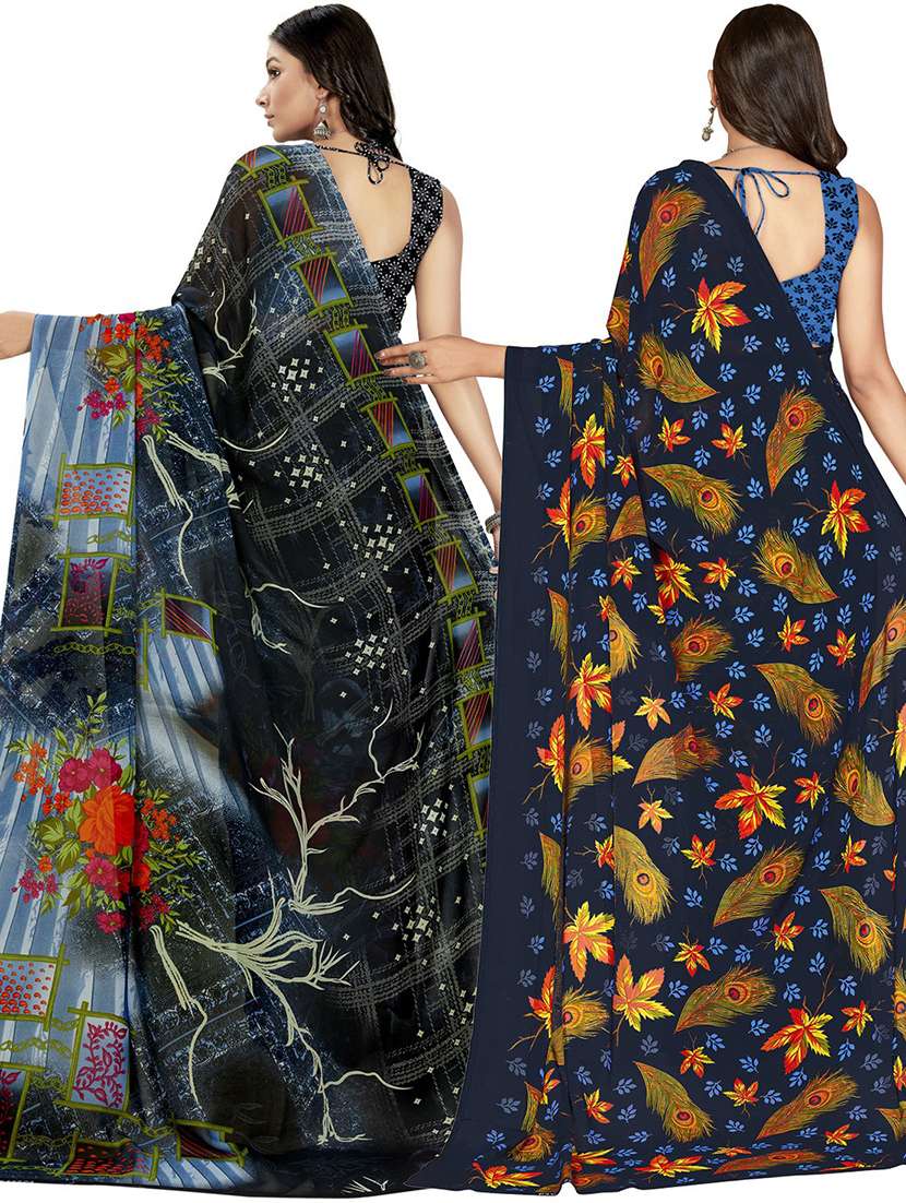 pack of 2 printed casual wear sarees with blouse - 21406058 -  Standard Image - 3