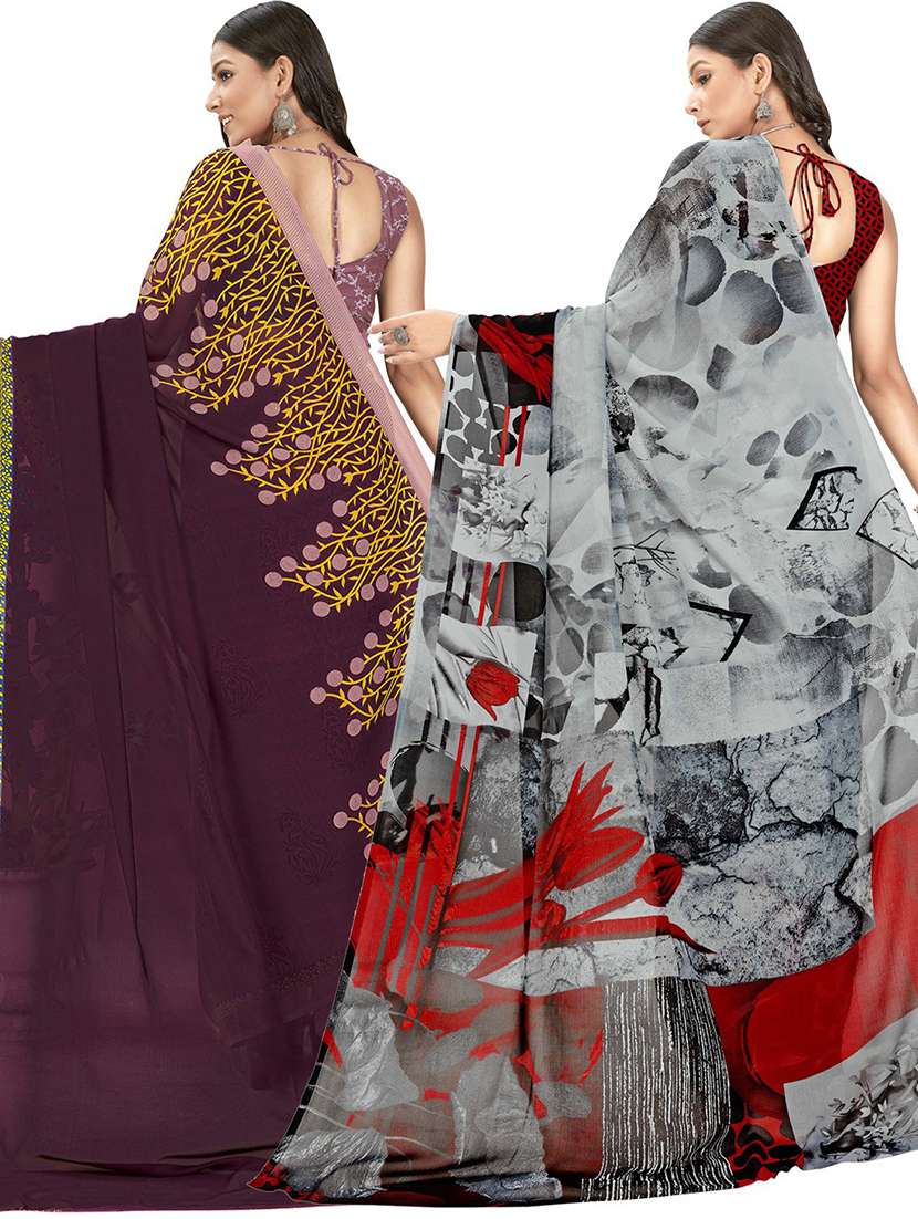 pack of 2 printed casual wear sarees with blouse - 21406065 -  Standard Image - 3