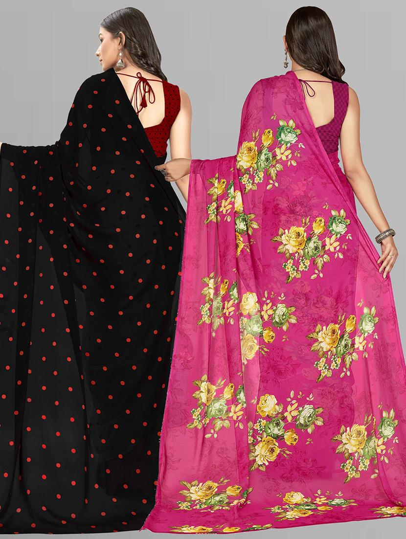 pack of 2 printed casual wear sarees with blouse - 21406075 - Standard Image - 3