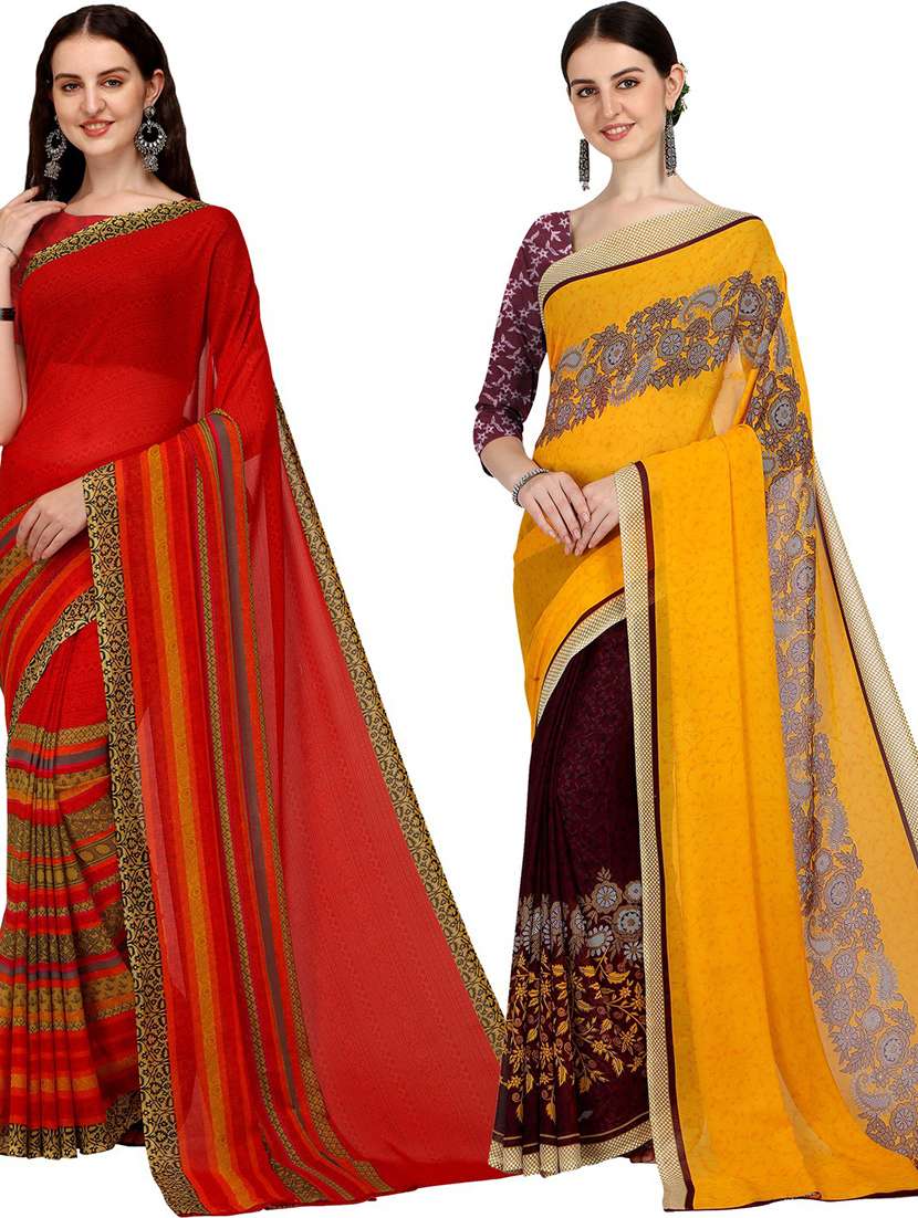 pack of 2 casual wear combo sarees with blouse