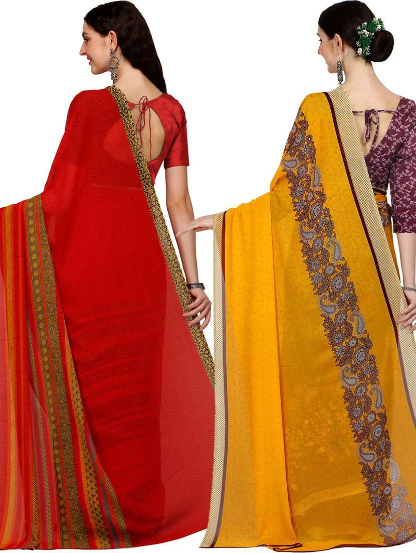 pack of 2 casual wear combo sarees with blouse - 21406085 -  Standard Image - 3