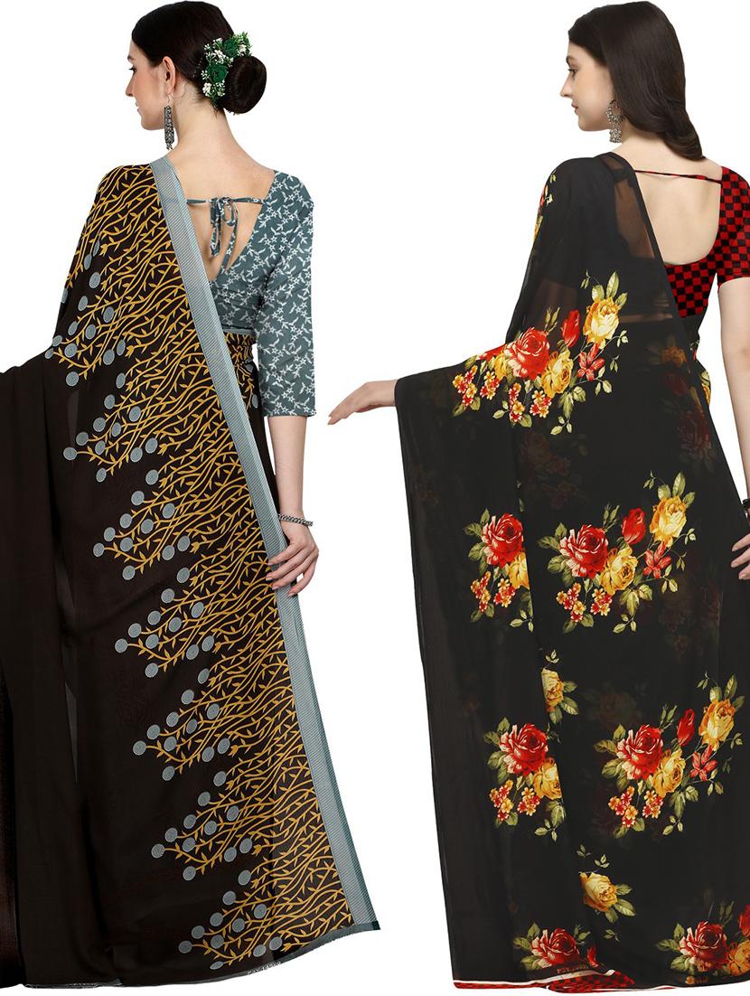 pack of 2 printed casual wear sarees with blouse - 21406091 - Standard Image - 3