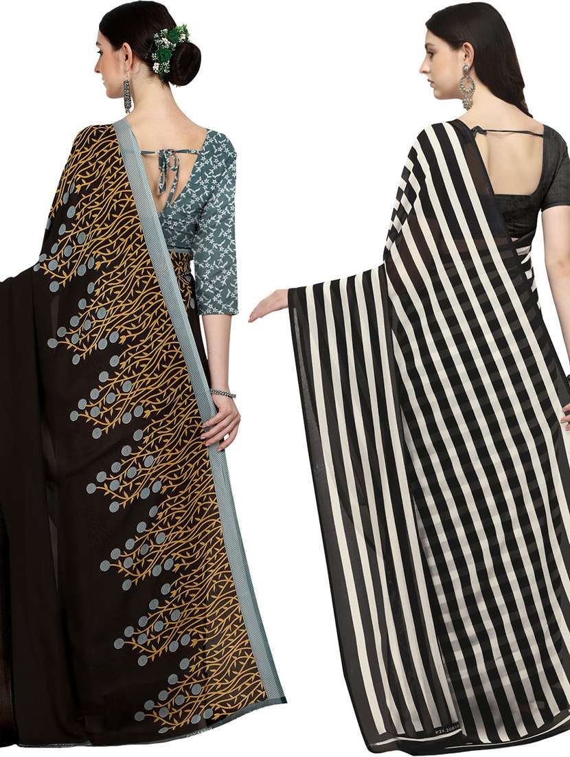 pack of 2 printed casual wear sarees with blouse - 21406096 -  Standard Image - 3