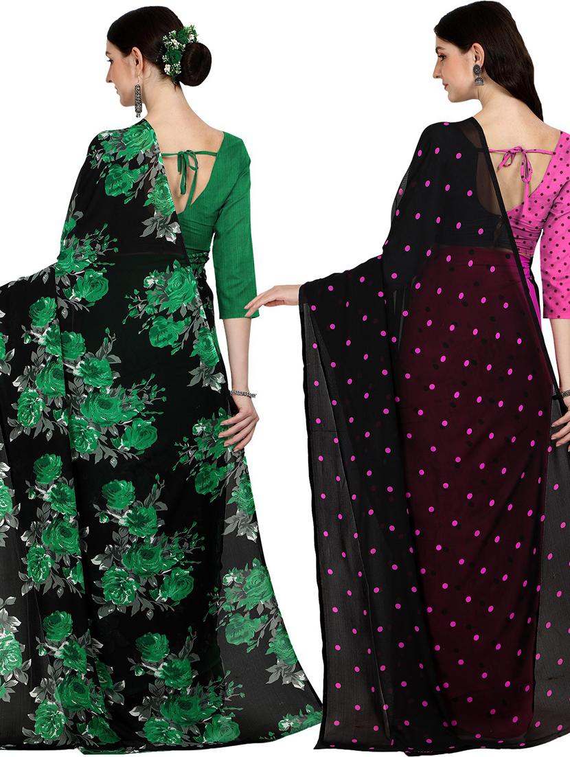 pack of 2 printed casual wear sarees with blouse - 21406097 - Standard Image - 3