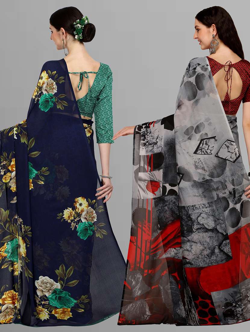 pack of 2 printed casual wear sarees with blouse - 21406103 -  Standard Image - 3