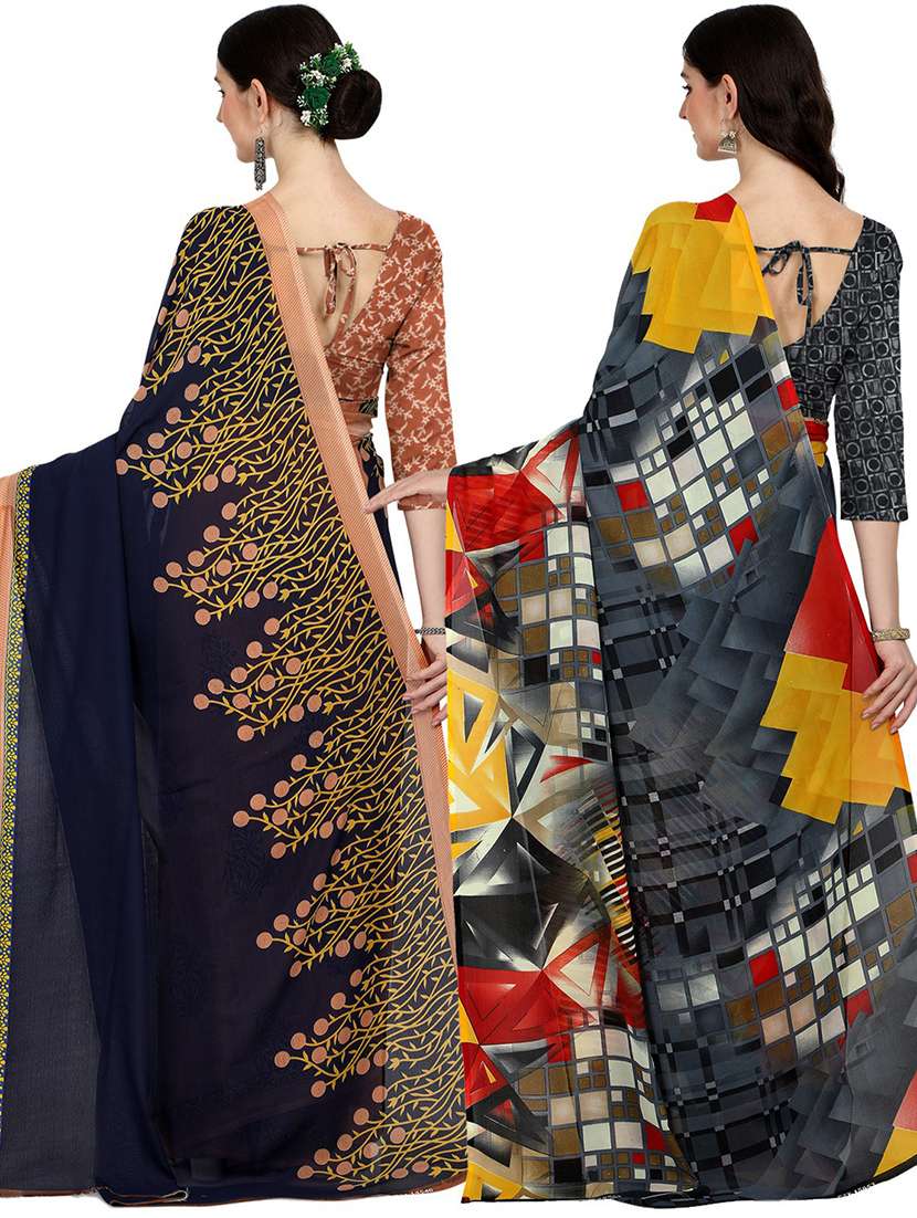 pack of 2 printed casual wear sarees with blouse - 21406120 -  Standard Image - 3