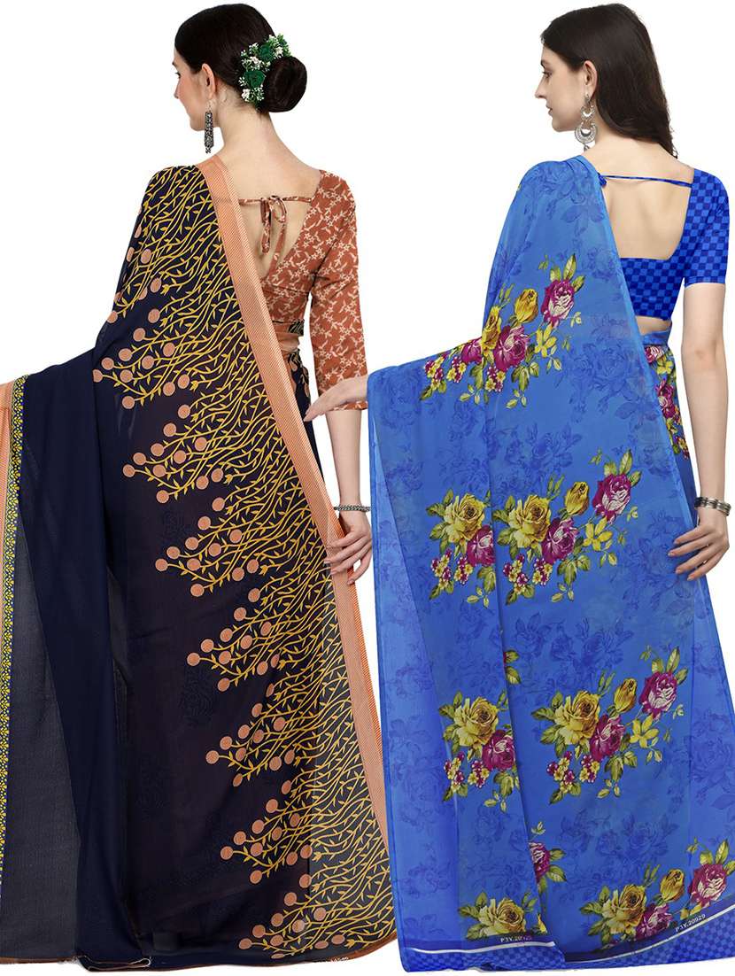 pack of 2 casual wear combo sarees with blouse - 21406142 -  Standard Image - 3