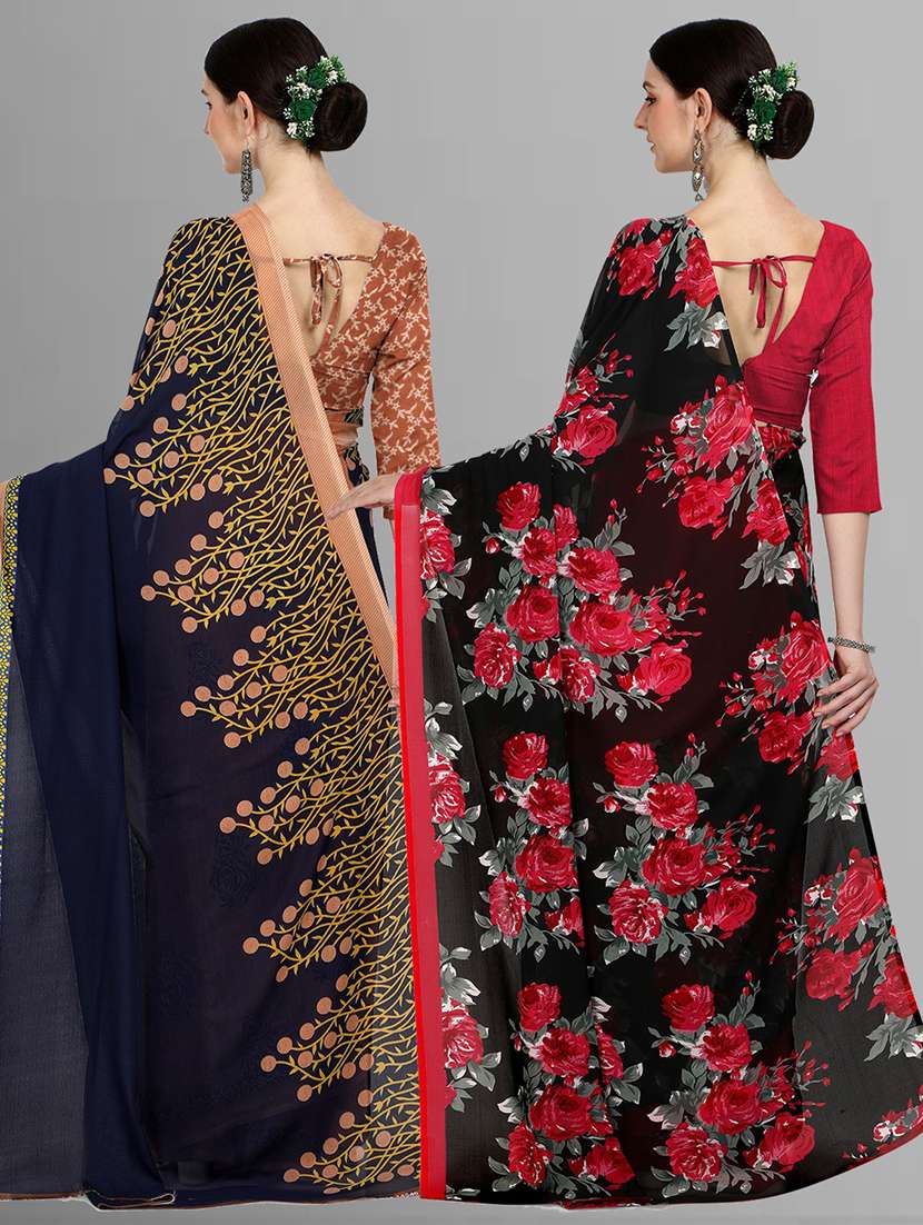 pack of 2 printed casual wear sarees with blouse - 21406179 -  Standard Image - 3