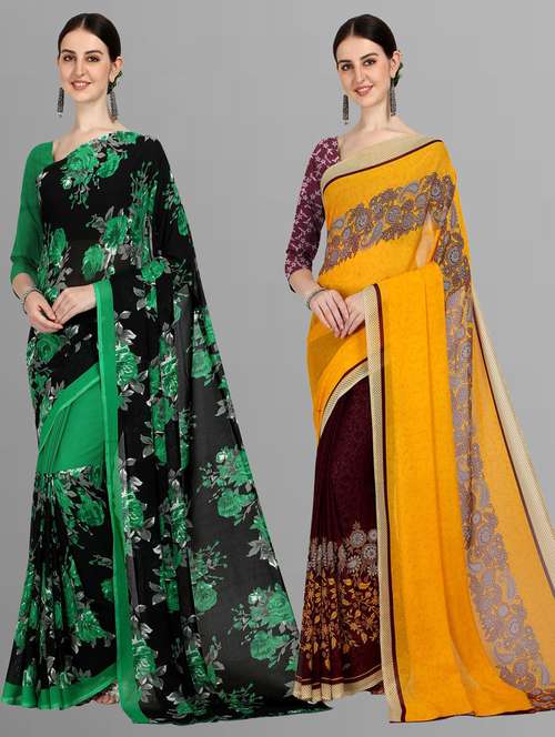 pack of 2 multi colored combo saree with blouse - 21406213 -  Standard Image - 0