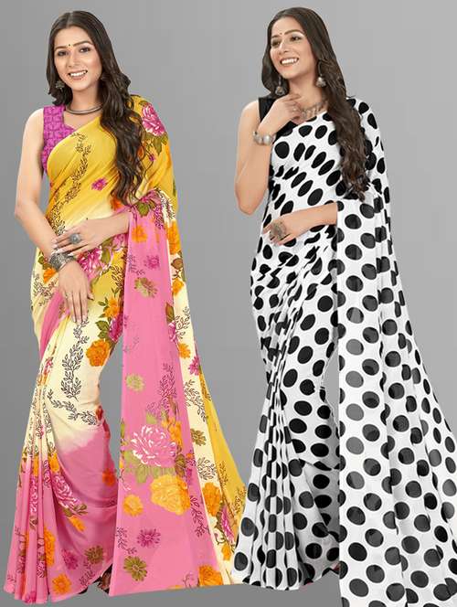 pack of 2 multi colored combo saree with blouse - 21406216 -  Standard Image - 0
