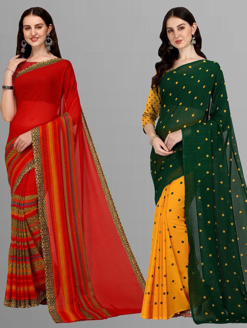 pack of 2 multi colored combo saree with blouse - 21406287 -  Zoom Image - 0