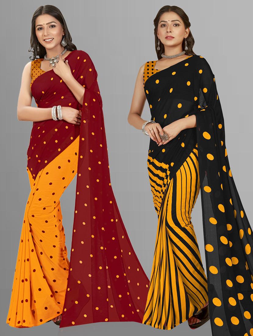 women pack of 2 printed saree with blouse - 21406327 -  Zoom Image - 0