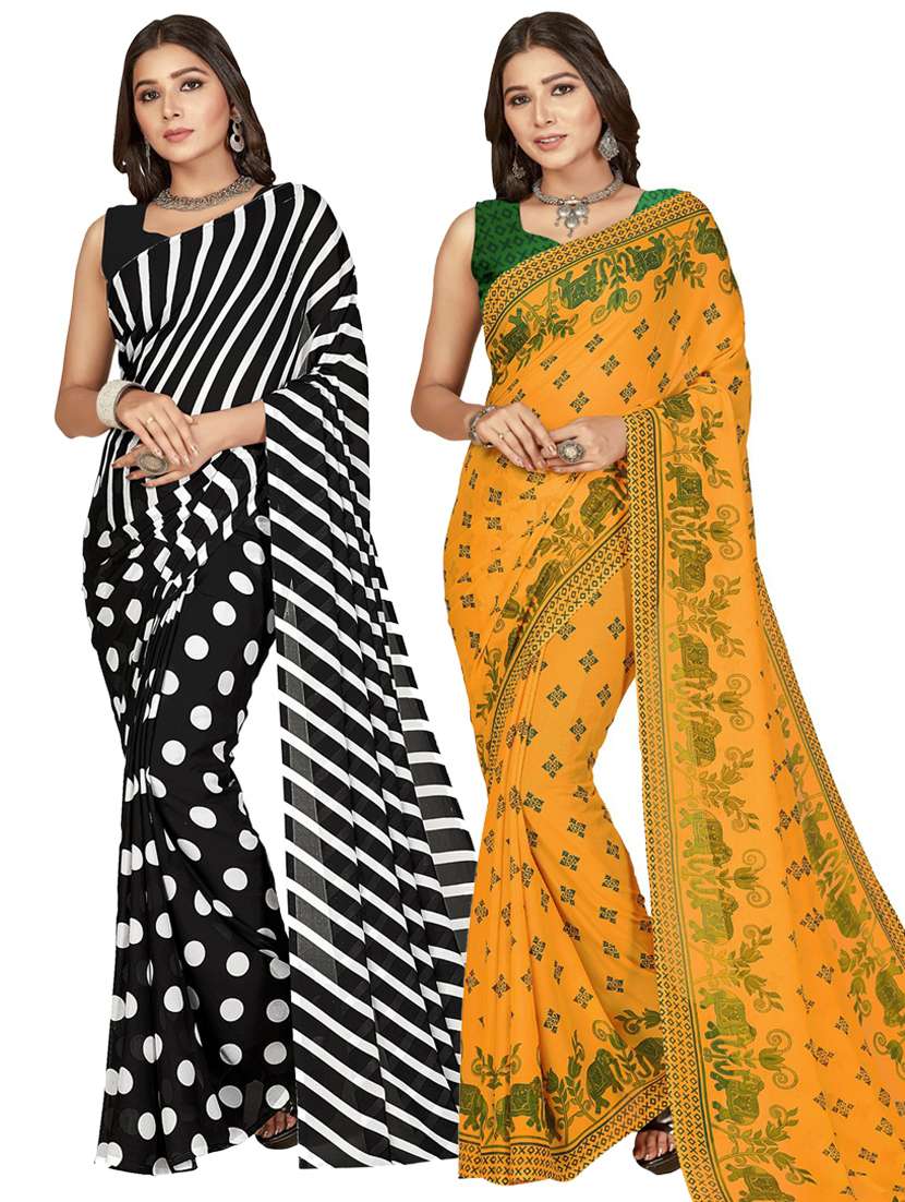 pack of 2 women printed sarees with blouse