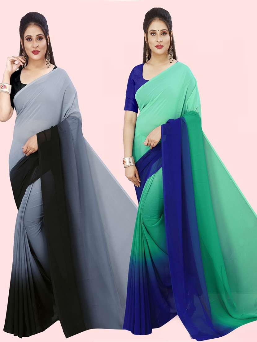 pack of 2 women ombre sarees with blouse