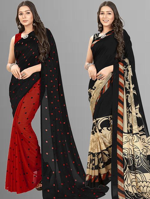 women pack of 2 printed saree with blouse - 21406488 - Standard Image - 0