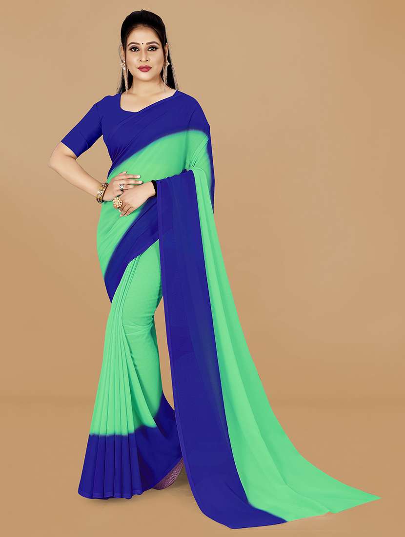 women color block casual wear saree  with blouse