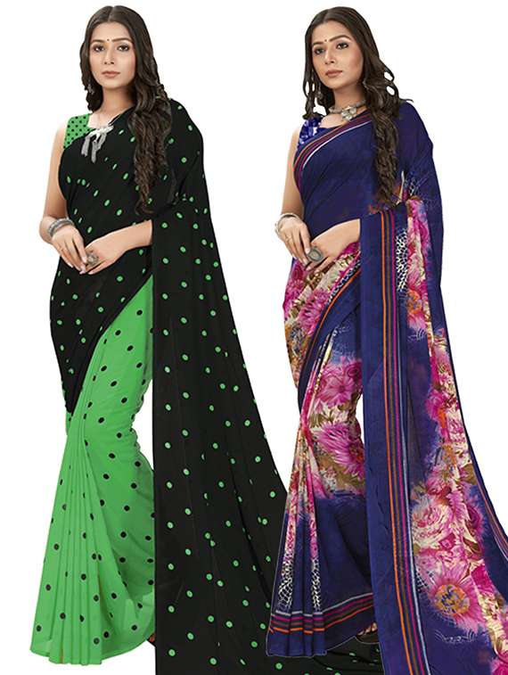 pack of 2 printed casual wear sarees with blouse