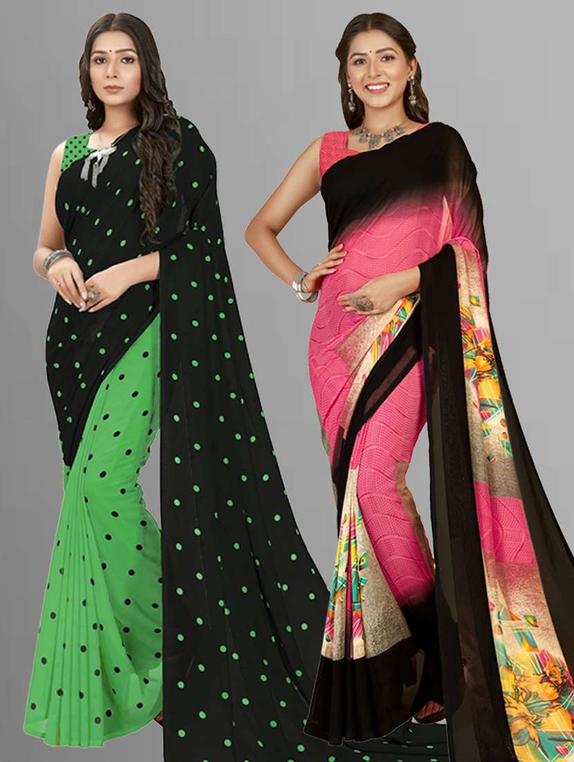 pack of 2 printed casual wear sarees with blouse