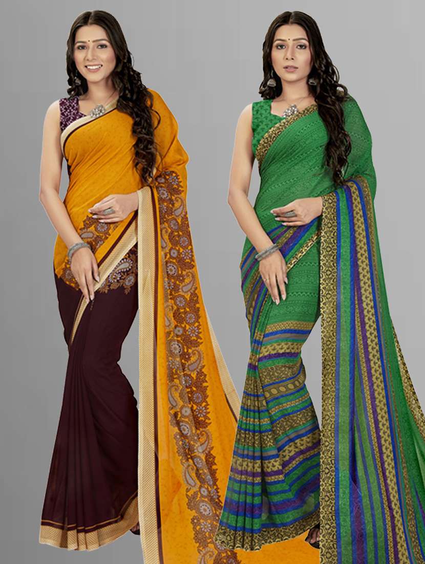 pack of 2 printed casual wear sarees with blouse