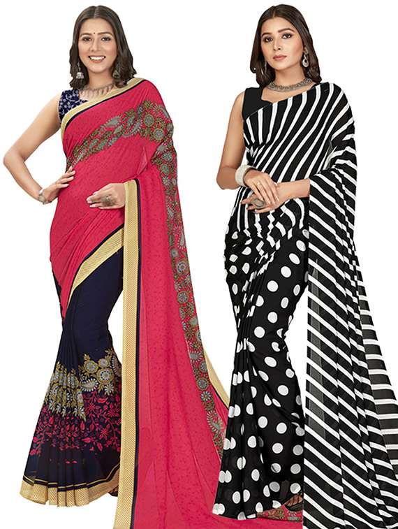 pack of 2 printed casual wear sarees with blouse