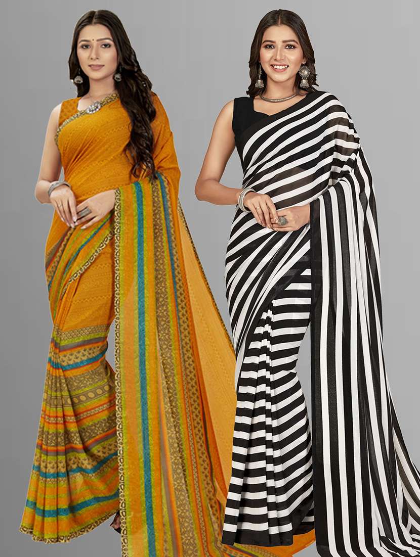 pack of 2 casual wear combo sarees with blouse