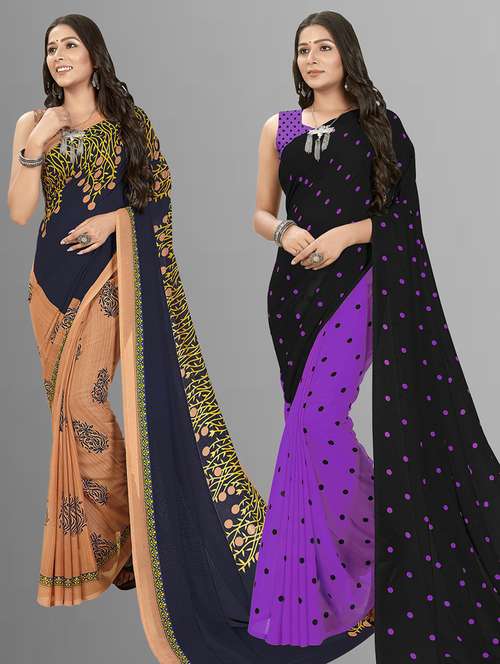 pack of 2 casual wear combo sarees with blouse - 21406897 -  Standard Image - 0