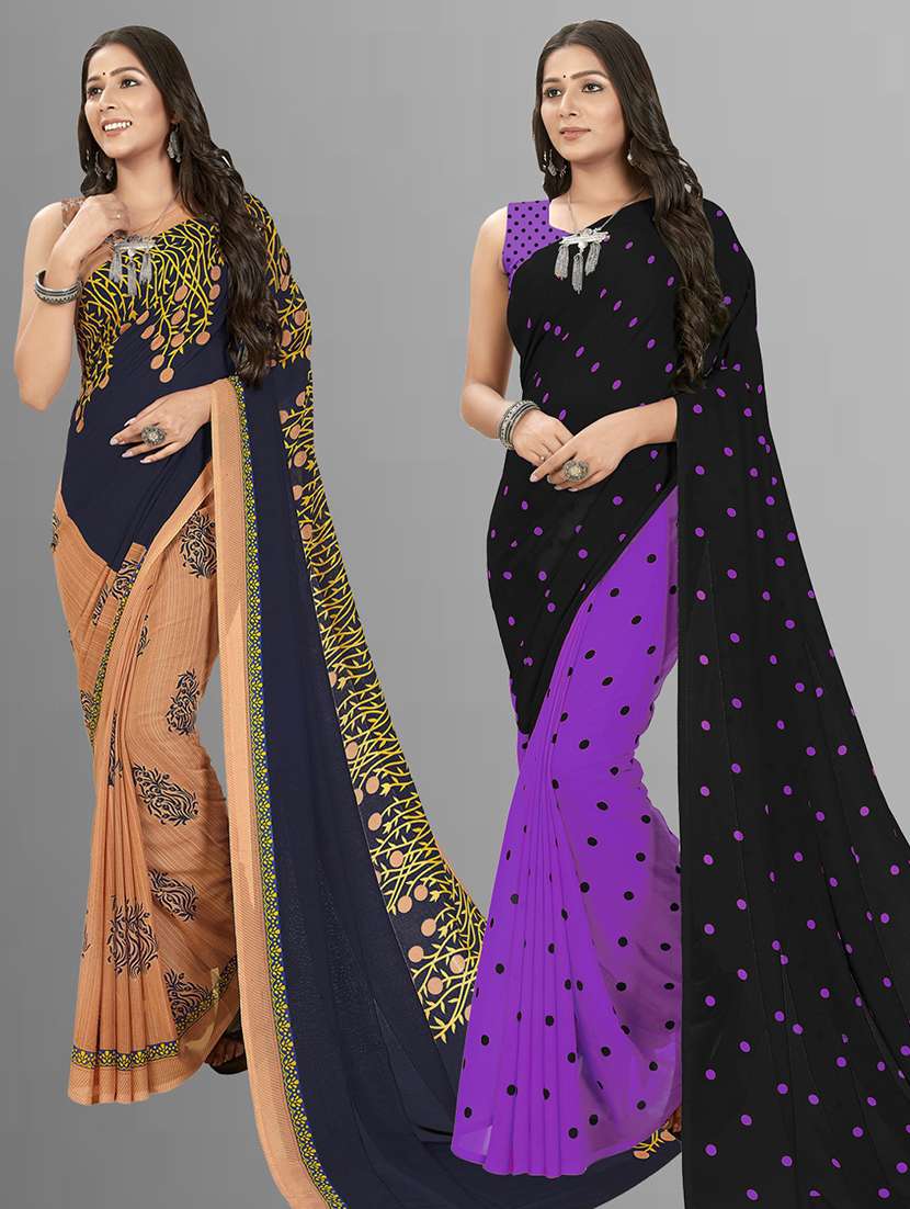 pack of 2 casual wear combo sarees with blouse