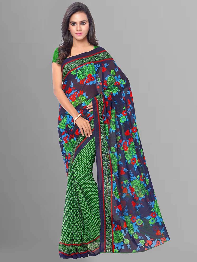 women printed casual wear saree with blouse