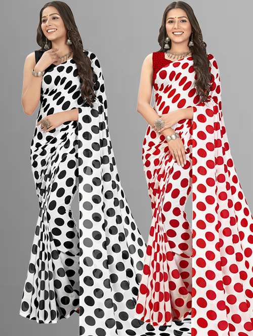 pack of 2 printed casual wear sarees with blouse - 21407002 -  Standard Image - 0