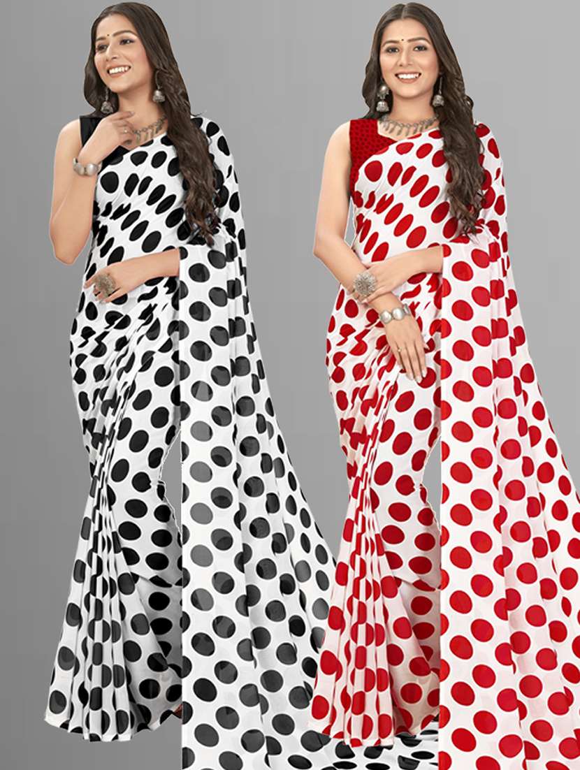 pack of 2 printed casual wear sarees with blouse