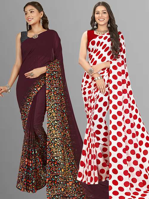 women multi color printed saree combo with blouse - 21407038 -  Standard Image - 0